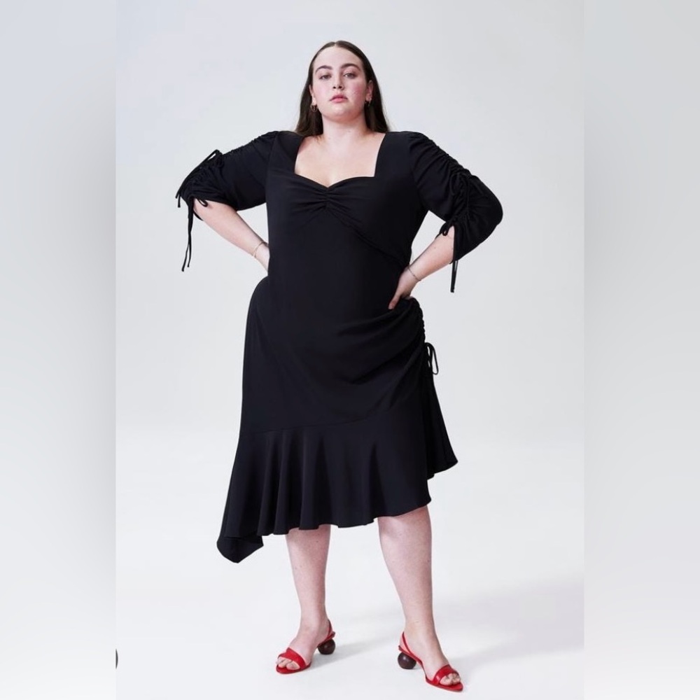 Universal standard x Rodarte asymmetric midi dress